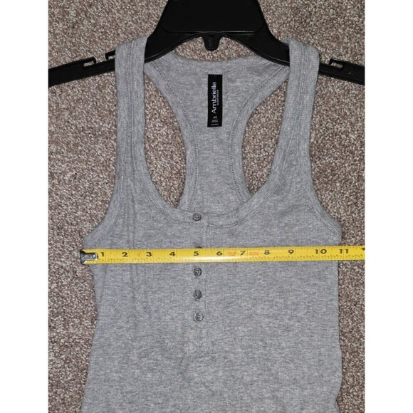 Ambrielle Gray Ribbed Racerback Tank Top XS Sleepwear - Picture 7 of 7